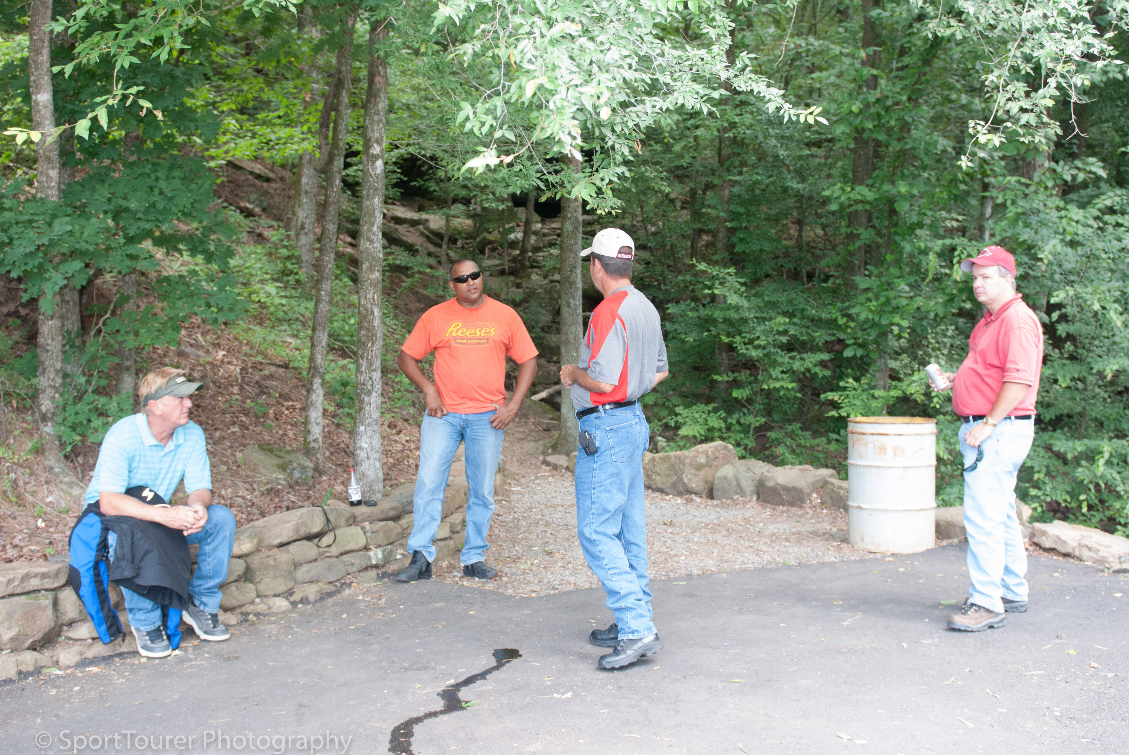  Comparing individual notes and experiences at the end of the Pig Trail Run. 