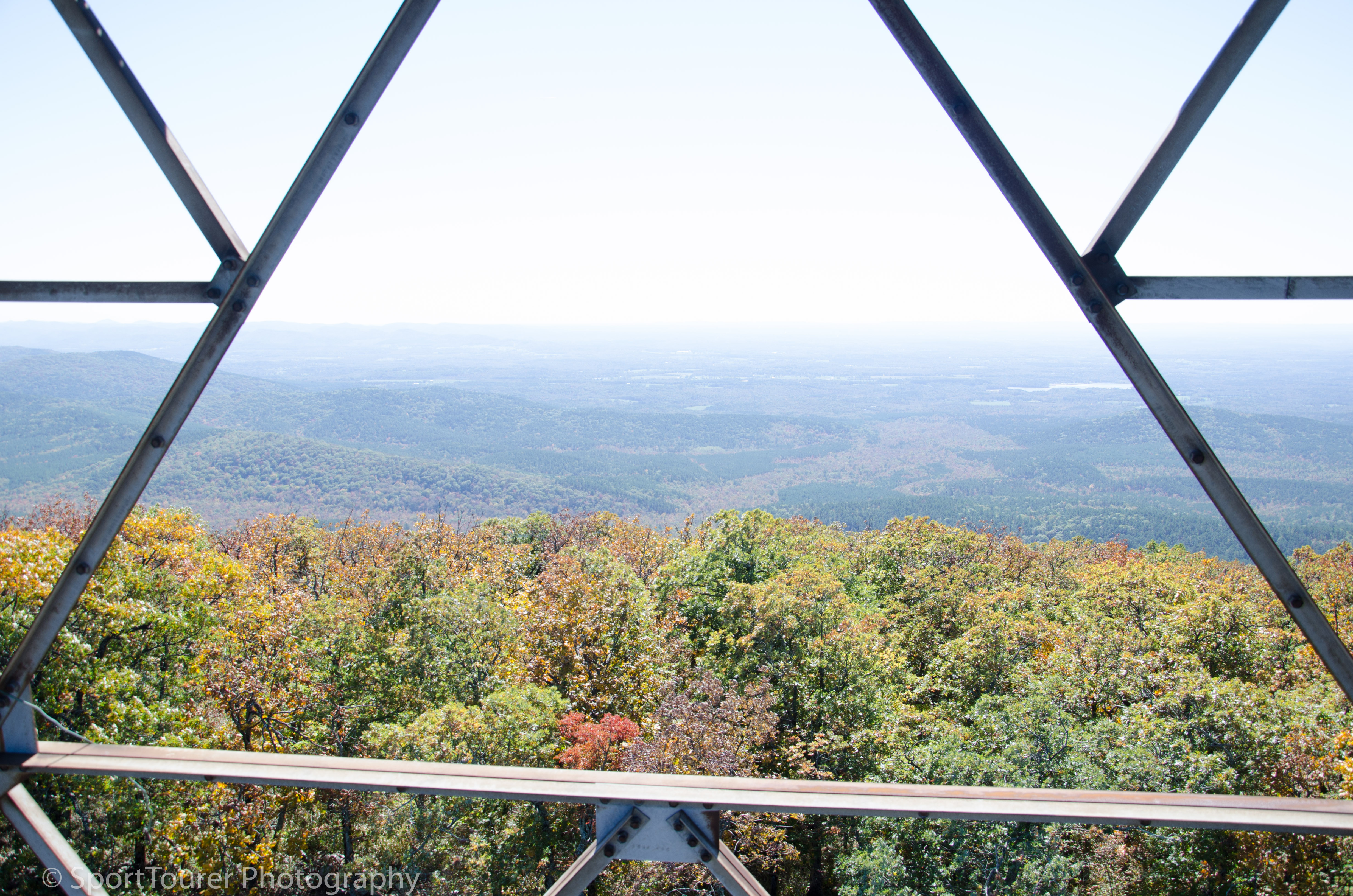  View from atop a Fire Tower overlooking the forested landscape of the Ozarks. 