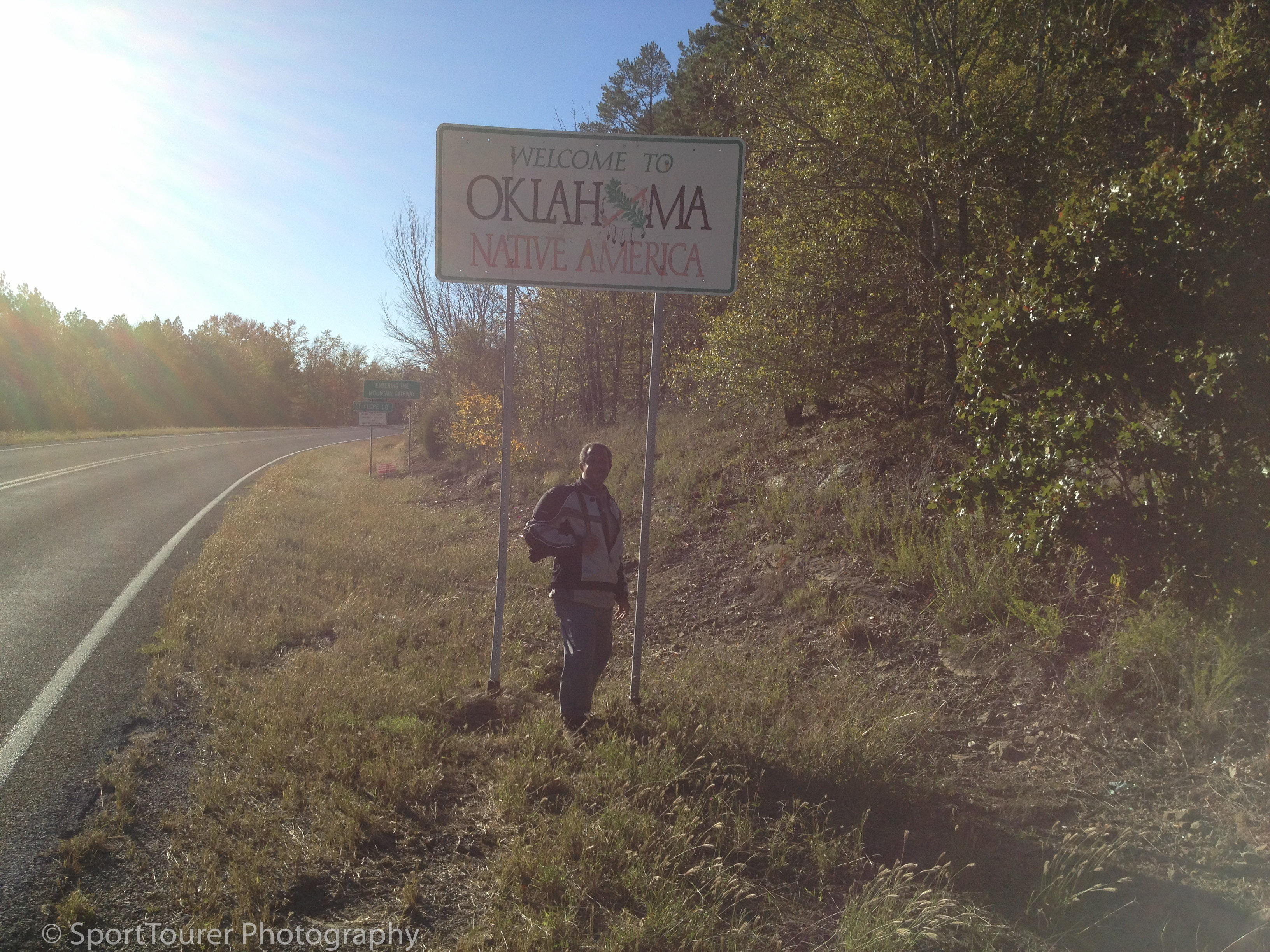  On the Talimena Highway, crossing into Oklahoma. 