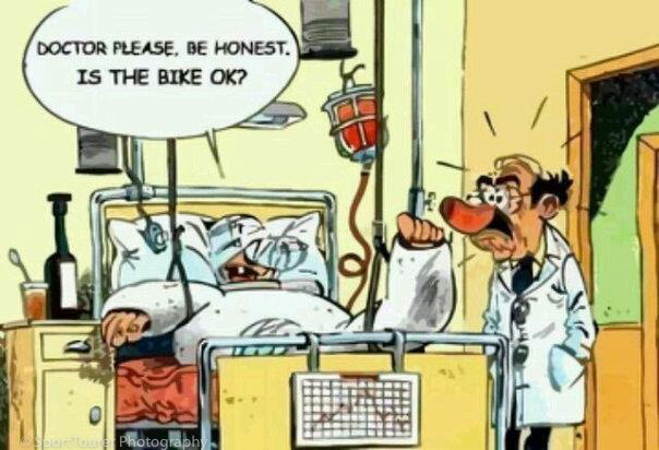  There's no doubt about a biker's priorities! 