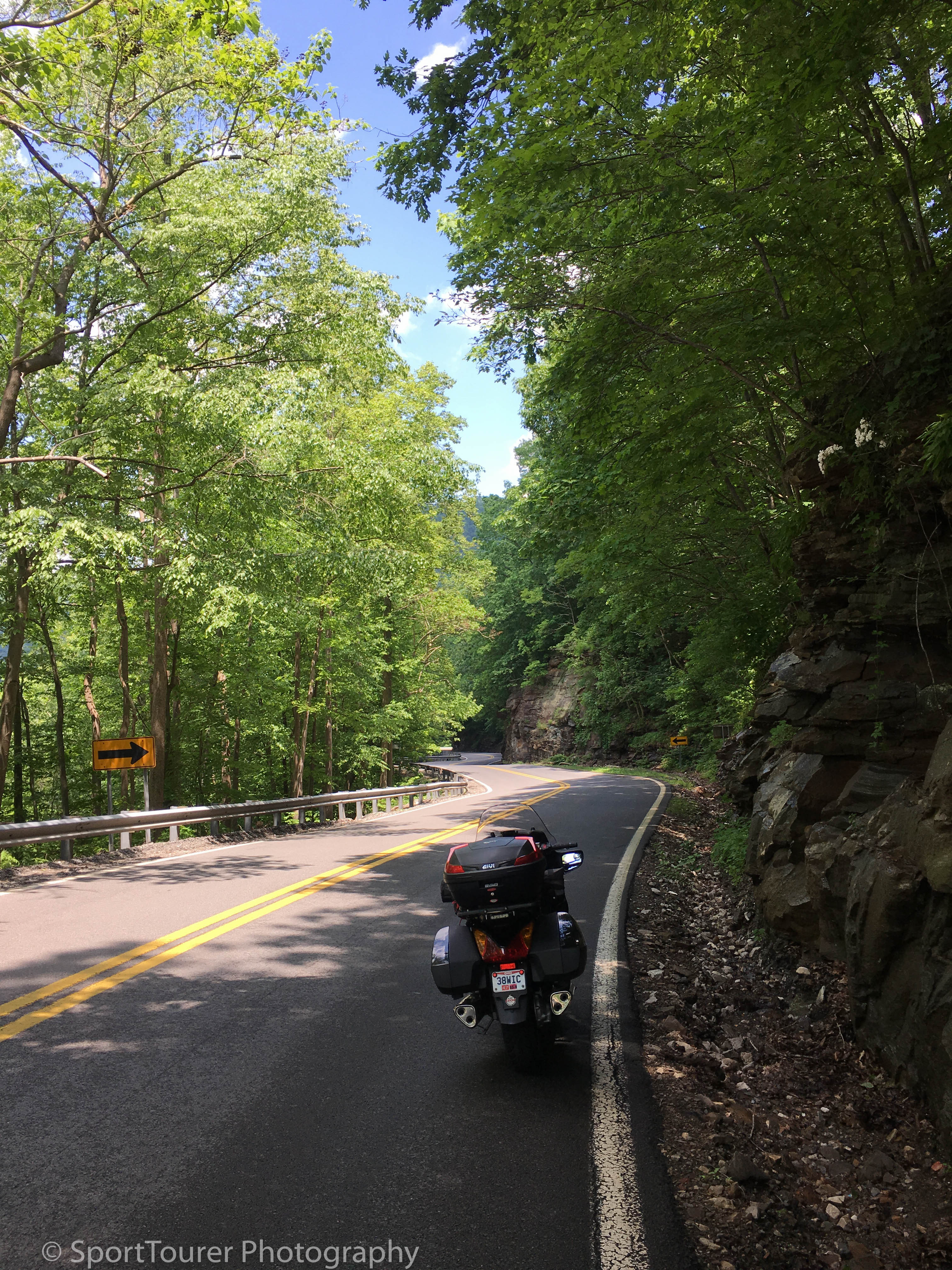  Twisties galore! These and more I found on West Virginia highway 16 - The Midland Trail. It led me eastwards, following the New River in its gorge 