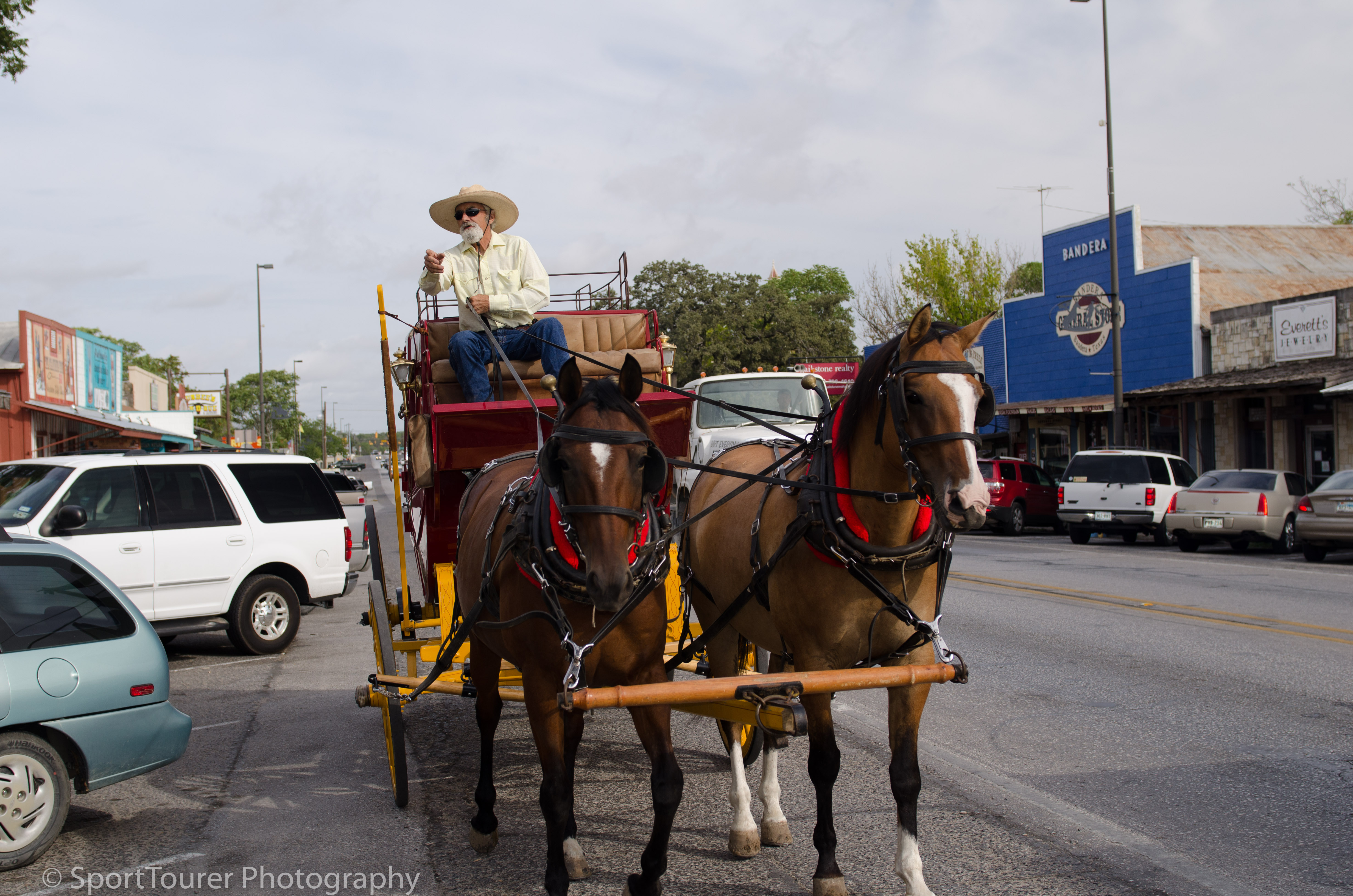  Stagecoach on Main Street in Bandera, Texas. 