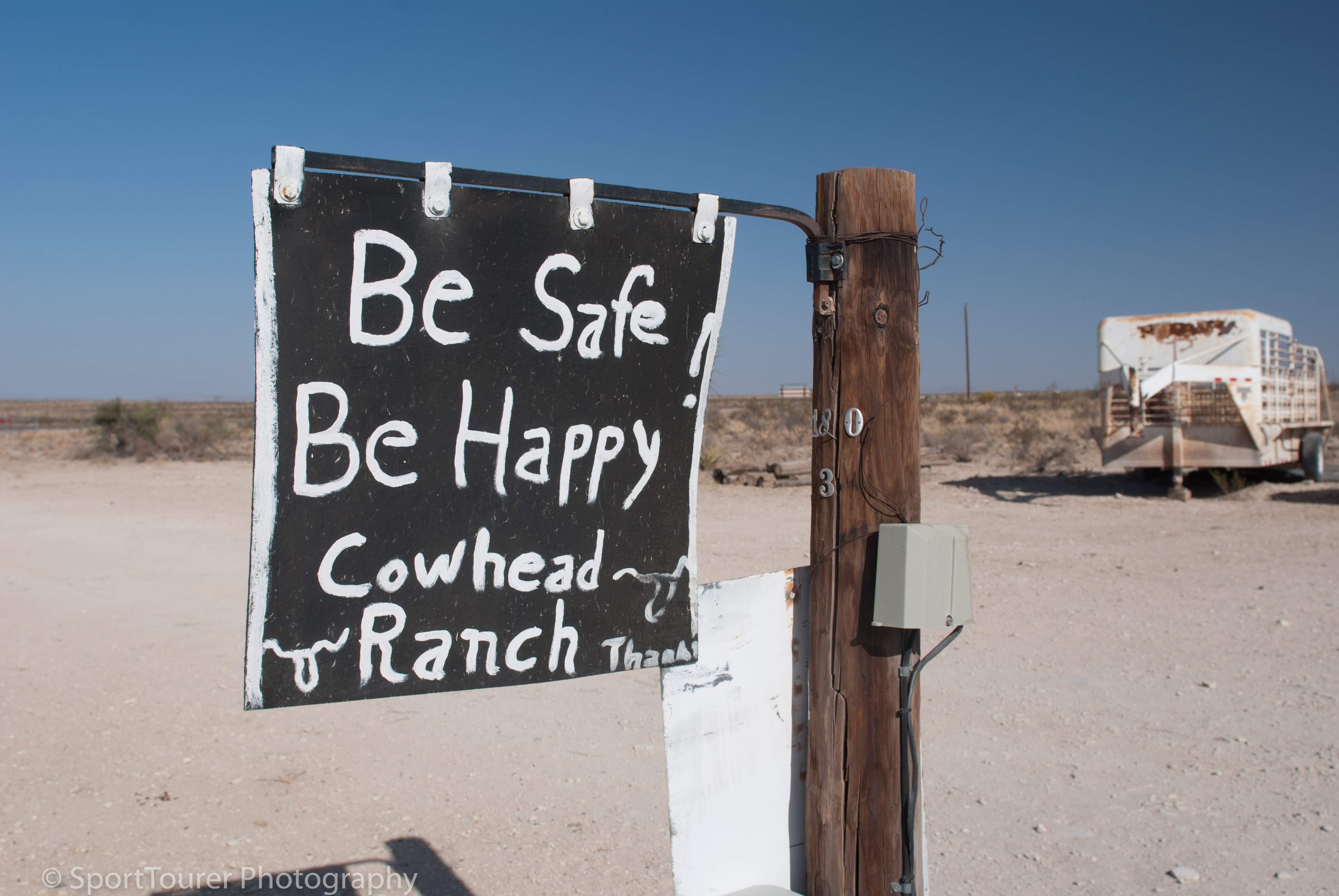  Exit/farewell sign at the Cowhead Ranch. 